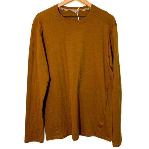 SMARTWOOL Base Layer Men's Large Brown Crew Neck Long Sleeve T-Shirt Wool. - Picture 1 of 16